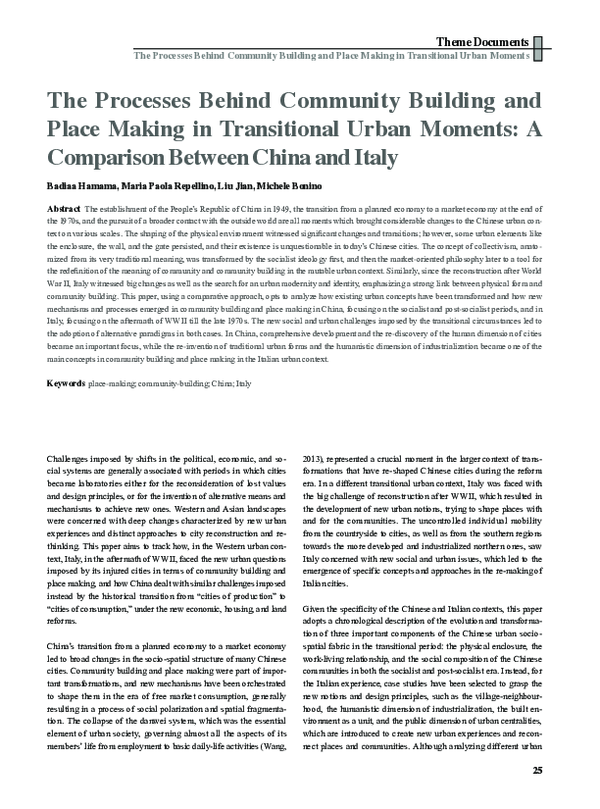 (PDF) The Processes Behind Community Building and Place Making in ...