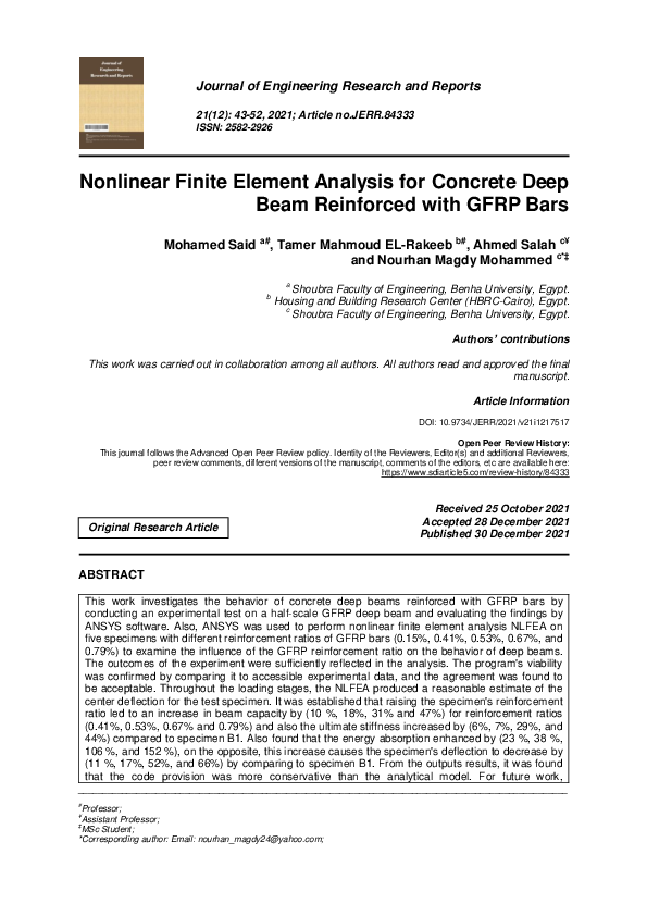 (PDF) Nonlinear Finite Element Analysis for Concrete Deep Beam ...