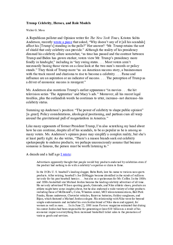(PDF) Trump Celebrity, Heroes, and Role Models