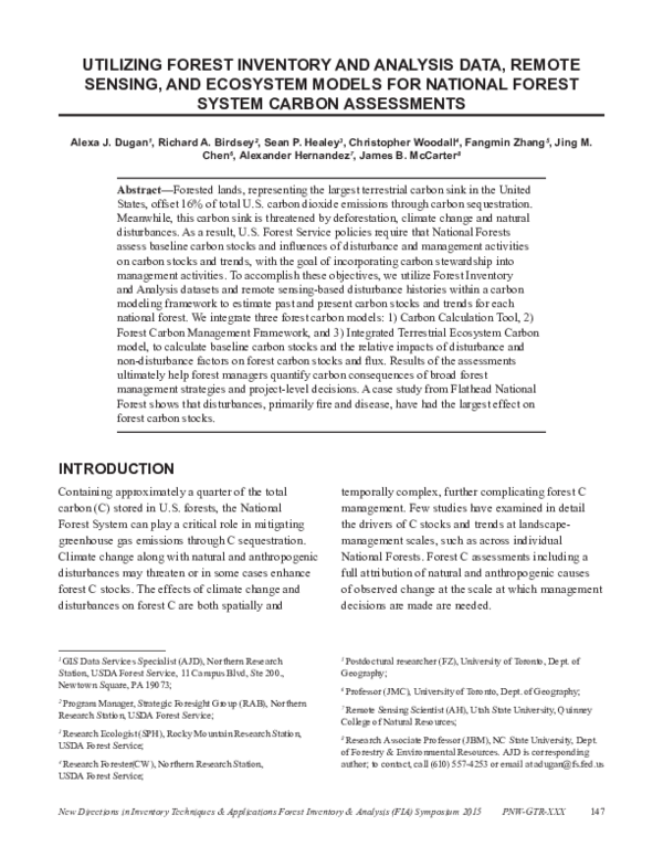 (PDF) Utilizing Forest Inventory and Analysis Data, Remote Sensing, and ...