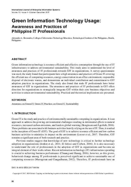 (PDF) Green Information Technology Usage