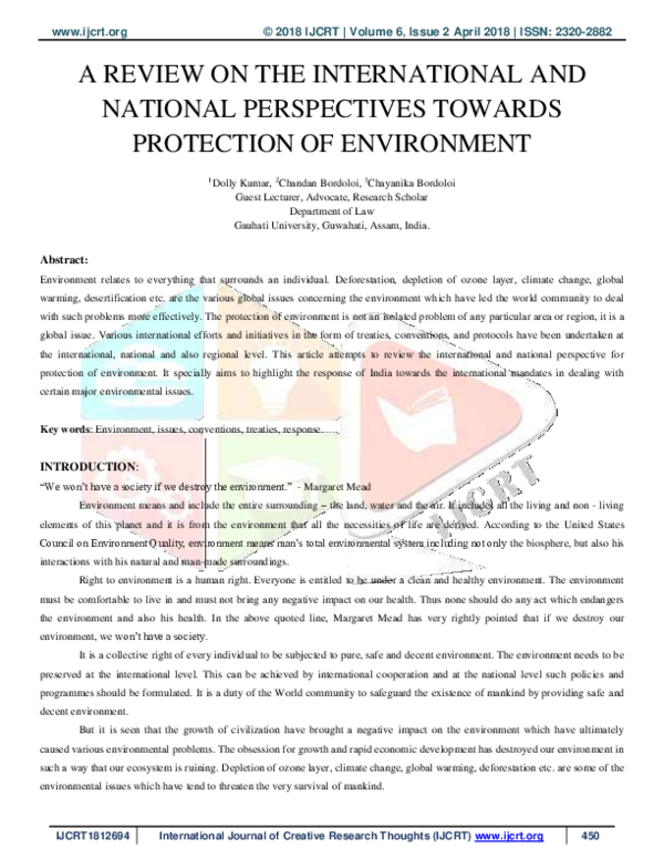 (PDF) A Review on the International and National Perspectives Towards ...