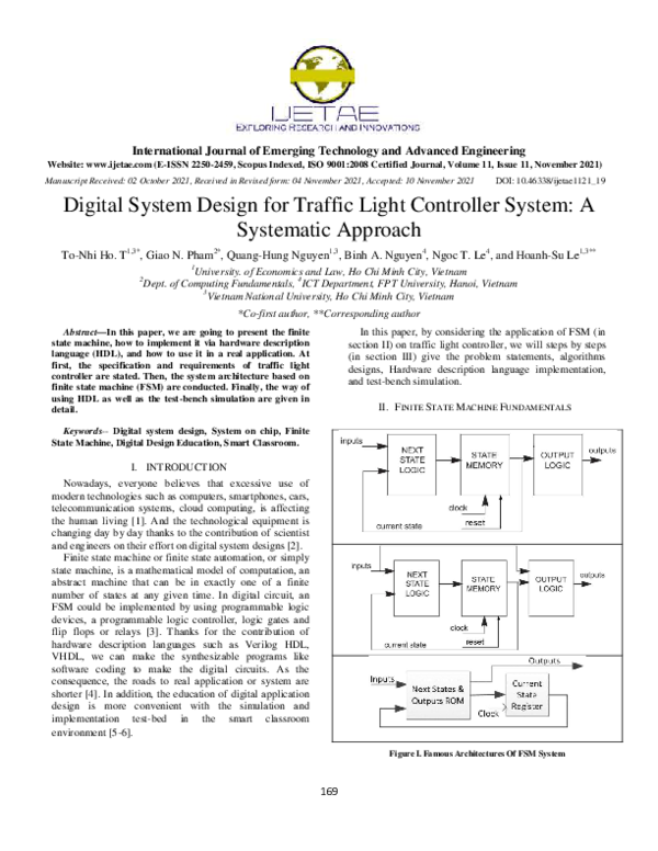 (PDF) Digital System Design for Traffic Light Controller System: A ...