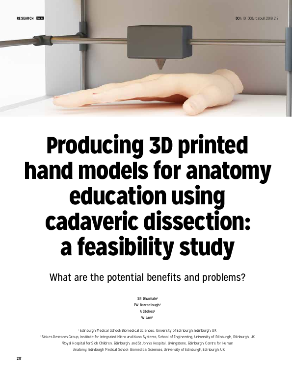 (PDF) Producing 3D printed hand models for anatomy education using ...