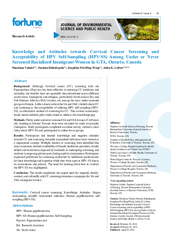 (PDF) Knowledge and Attitudes towards Cervical Cancer Screening and ...