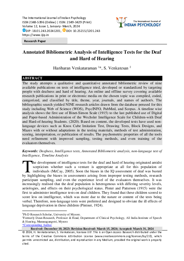 (PDF) Annotated Bibliometric Analysis of Intelligence Tests for the ...