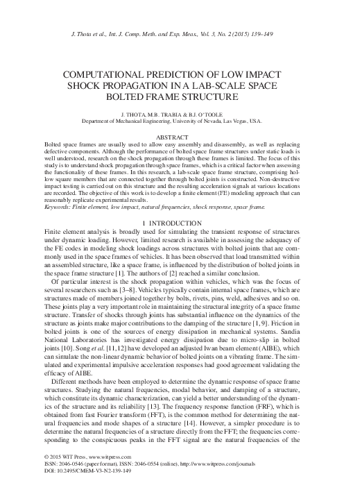 (PDF) Computational prediction of low impact shock propagation in a lab ...