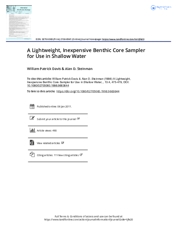 (PDF) A Lightweight, Inexpensive Benthic Core Sampler for Use in ...