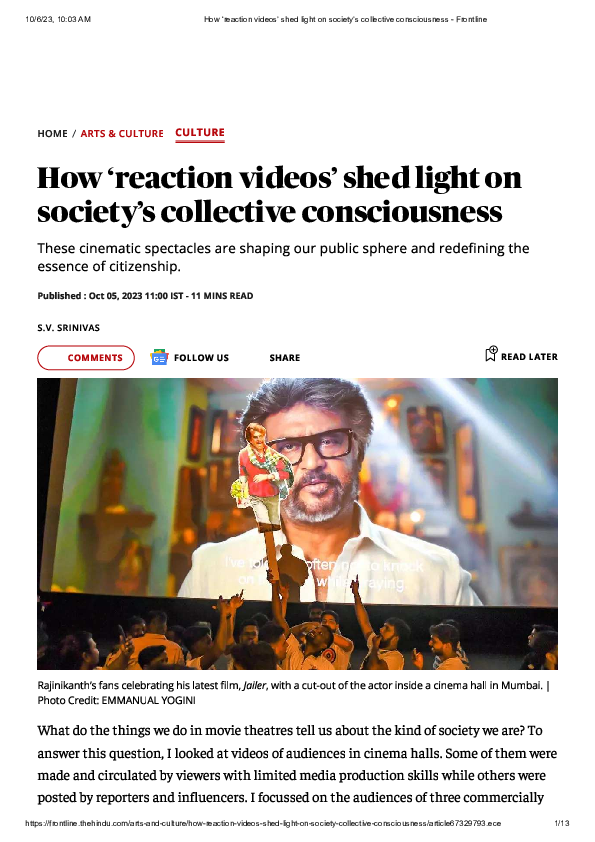 (PDF) How ‘reaction videos’ shed light on society’s collective ...