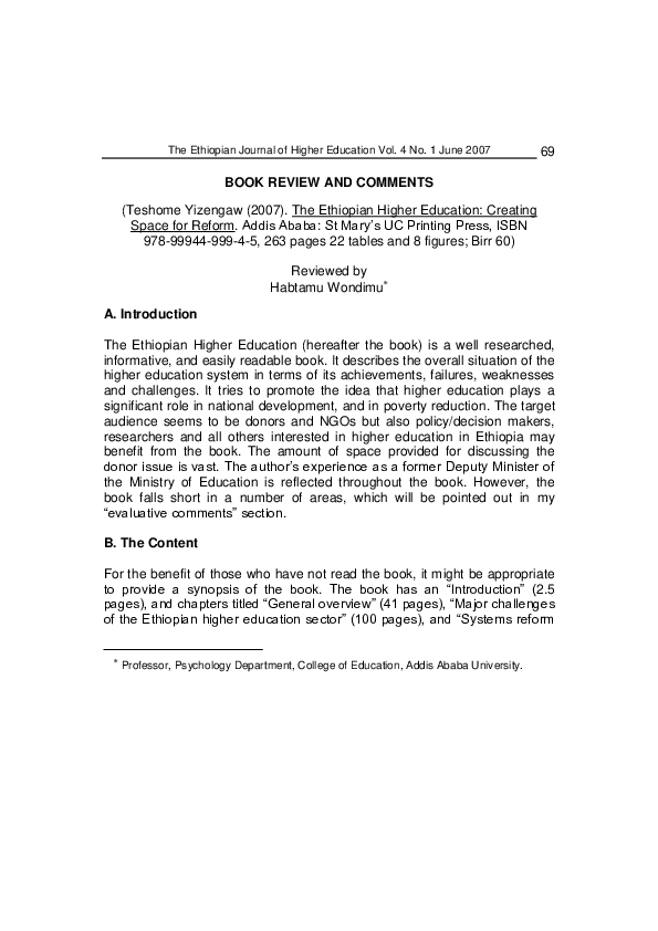 (PDF) (Teshome Yizengaw (2007). The Ethiopian Higher Education ...
