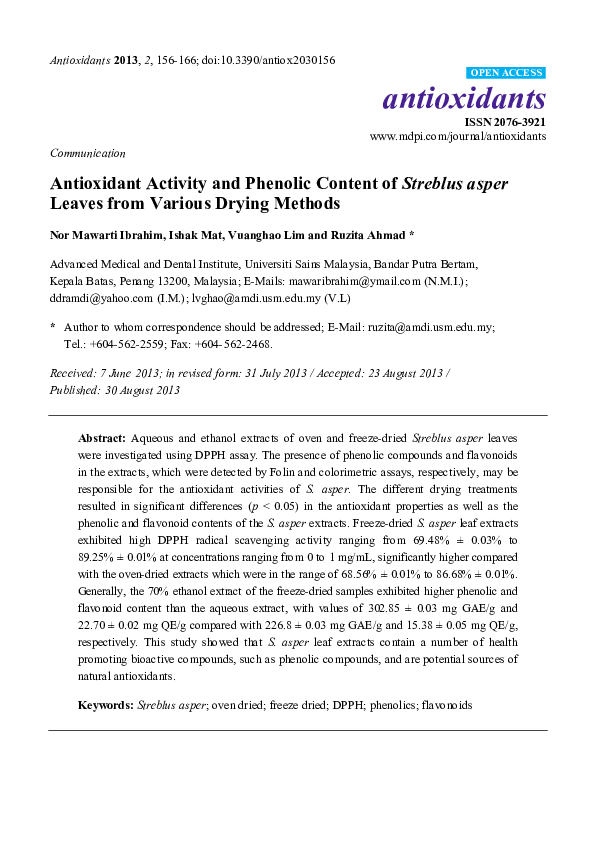 (PDF) Antioxidant activity and phenolic content of selected fruit seeds