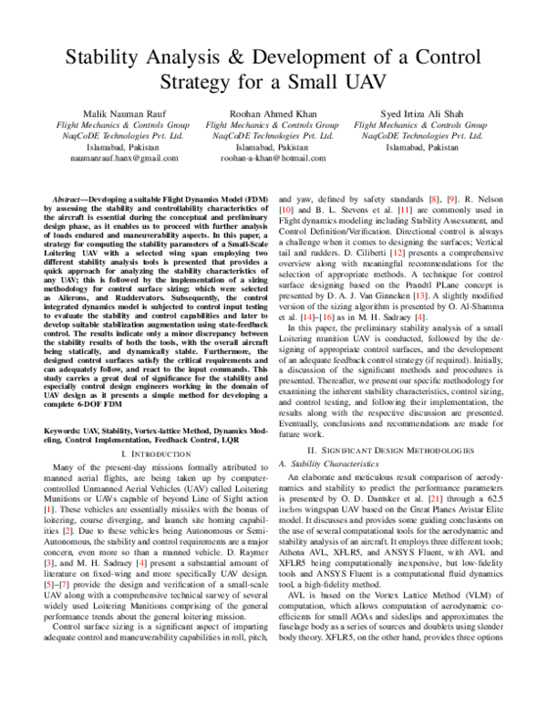 (PDF) Stability Analysis & Development of a Control Strategy for a ...