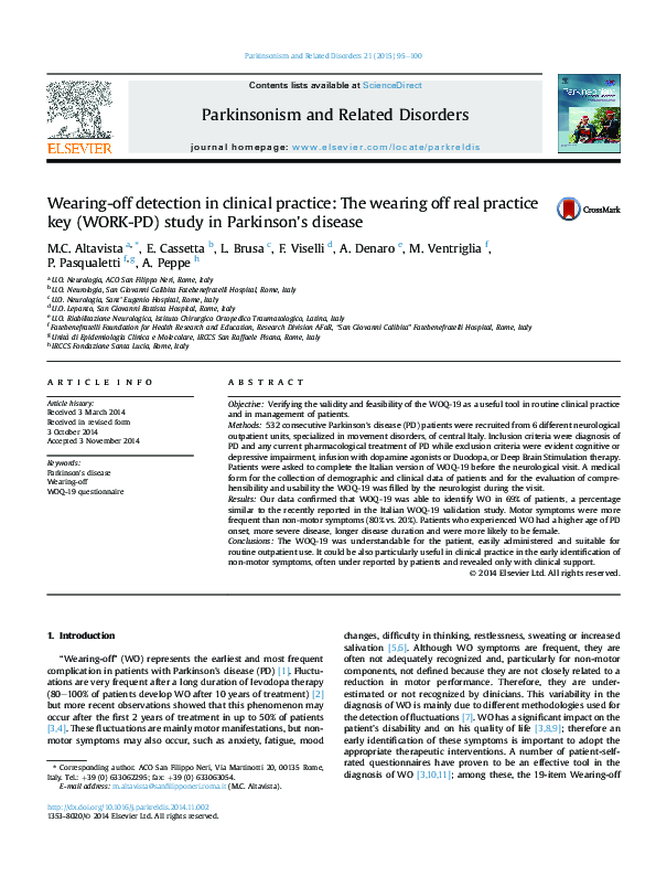 (PDF) Wearing-off detection in clinical practice: The wearing off real ...