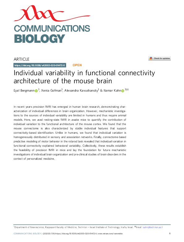 (PDF) Individual variability in functional connectivity architecture of ...