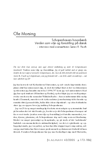 (PDF) Schopenhauers hovedværk Verden som vilje og forestilling på dansk ...