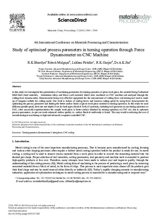 (PDF) Study of Optimised Process Parameters in Turning Operation ...