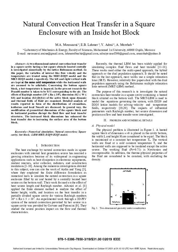 (PDF) Natural Convection Heat Transfer in a Square Enclosure with an ...