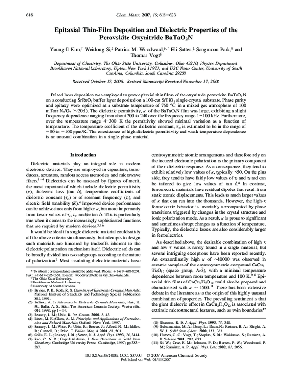 (PDF) Epitaxial Thin-Film Deposition and Dielectric Properties of the ...
