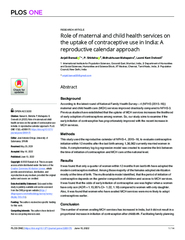 (PDF) Role of maternal and child health services on the uptake of ...