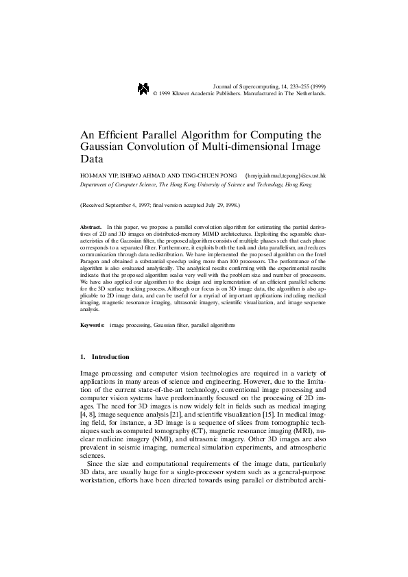 (PDF) An Efficient Parallel Algorithm for Computing the Gaussian ...