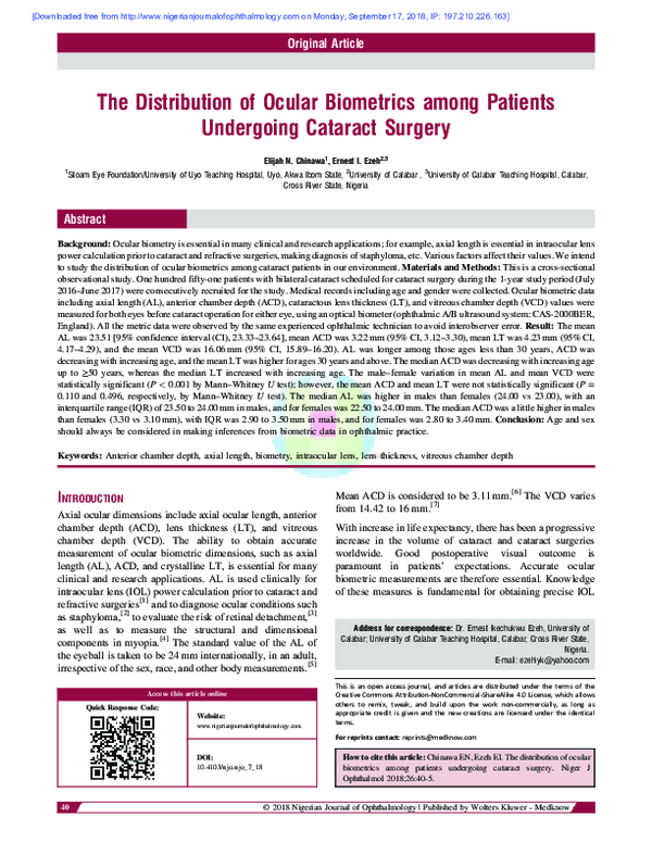 (PDF) The Distribution of Ocular Biometrics among Patients Undergoing ...