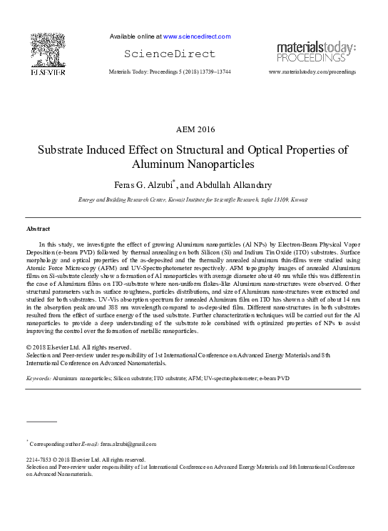 (PDF) Substrate Induced Effect on Structural and Optical Properties of ...