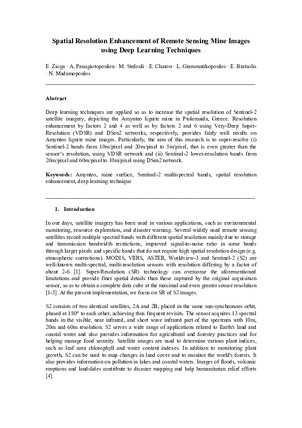(PDF) Spatial Resolution Enhancement of Remote Sensing Mine Images ...