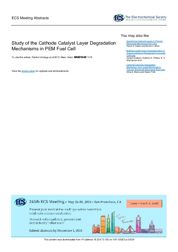 (PDF) Study of the Cathode Catalyst Layer Degradation Mechanisms in PEM ...
