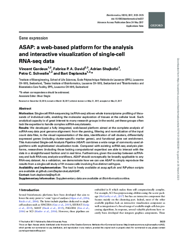 (PDF) ASAP: a web-based platform for the analysis and interactive ...