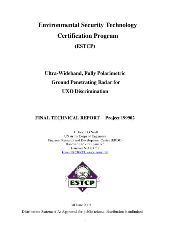 (PDF) Environmental Security Technology Certification Program ( ESTCP ...