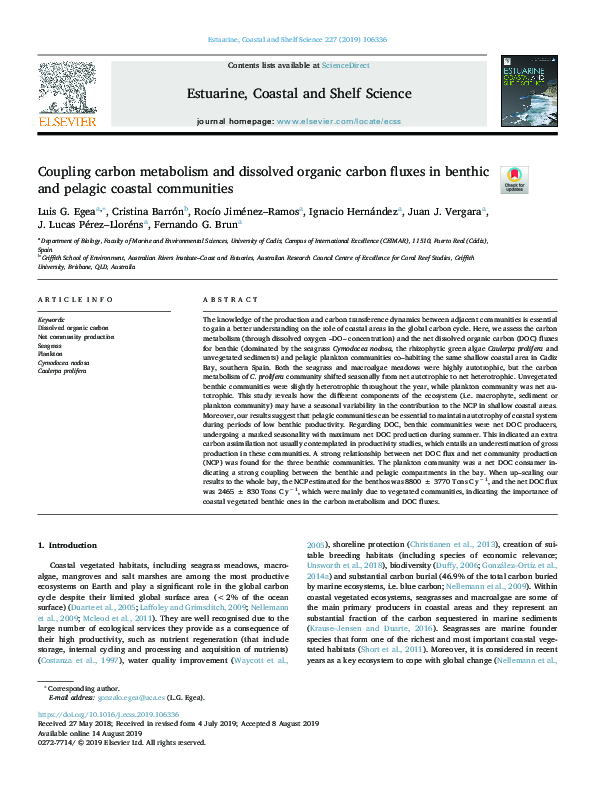 (PDF) Coupling carbon metabolism and dissolved organic carbon fluxes in ...