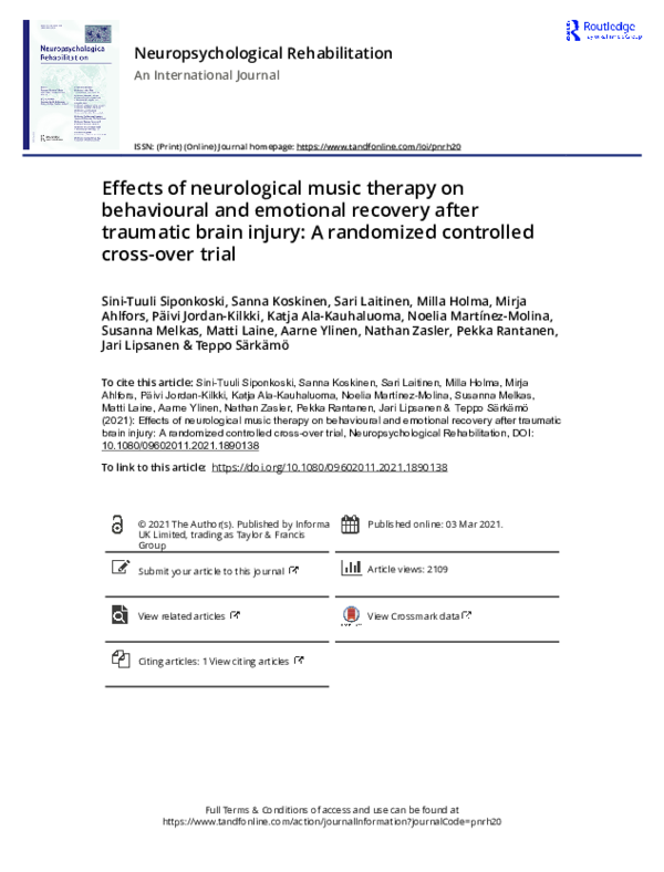 (PDF) Effects of neurological music therapy on behavioural and ...