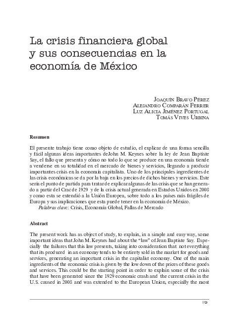 (PDF) La crisis financiera global y sus consecuencias en la economía de ...