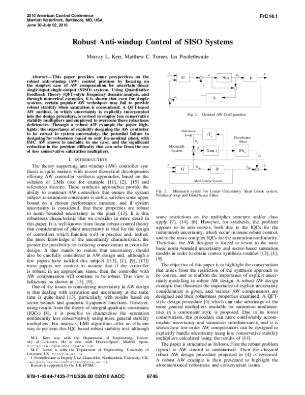 (PDF) Robust anti-windup control of SISO systems