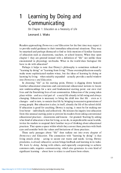 (PDF) Learning by Doing and Communicating On Chapter 1: Education as a ...