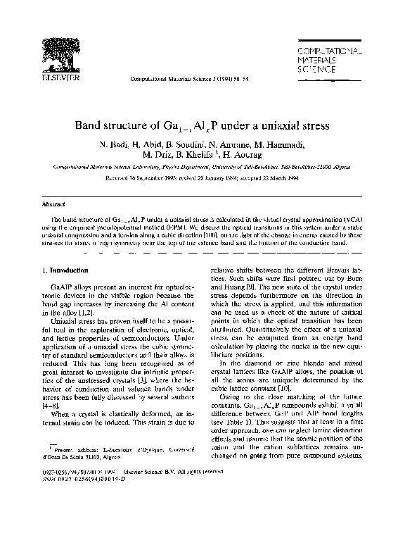 (PDF) Band structure of Ga1 − xAlxP under a uniaxial stress