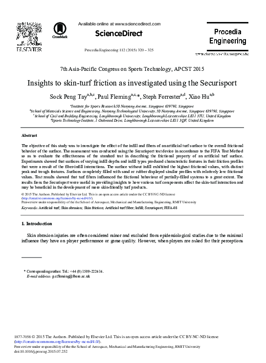 (PDF) Insights to Skin-turf Friction as Investigated Using the Securisport