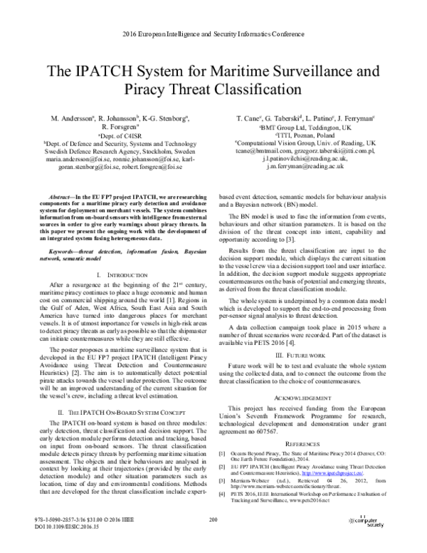 (PDF) The IPATCH System for Maritime Surveillance and Piracy Threat ...