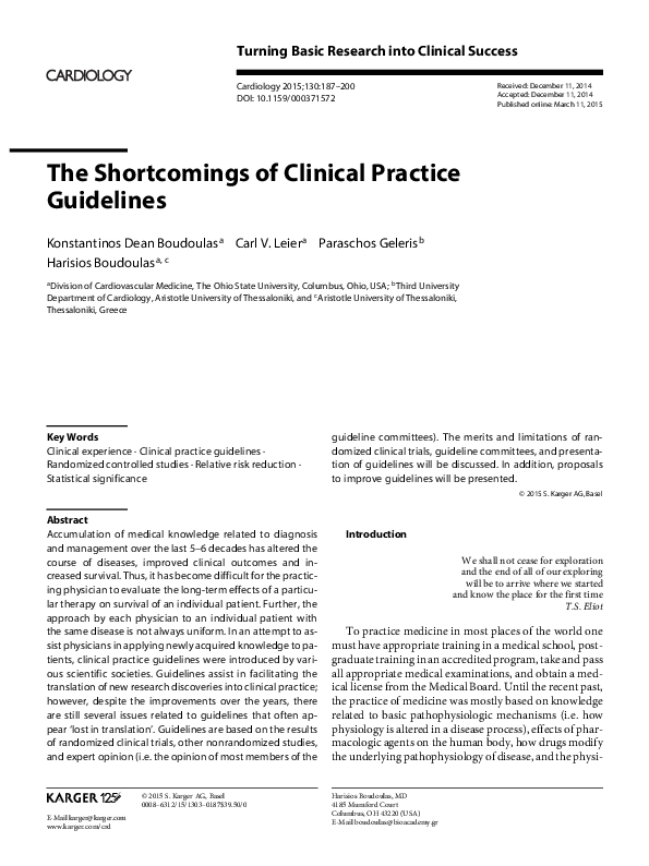 (PDF) The shortcomings of clinical practice guidelines