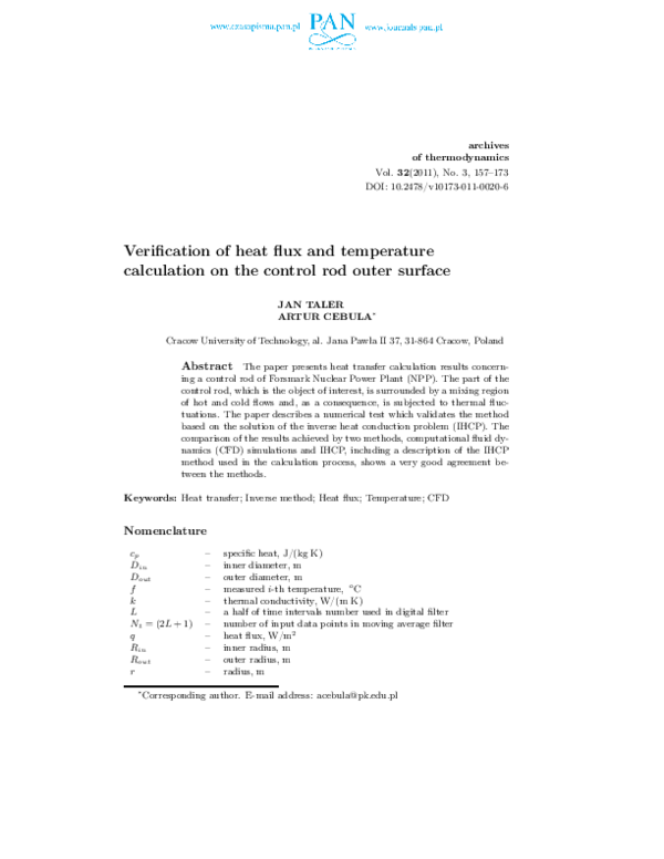 (PDF) Verification of heat flux and temperature calculation on the ...