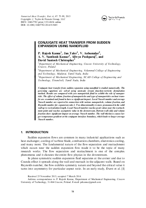 (PDF) Conjugate Heat Transfer from Sudden Expansion Using Nanofluid