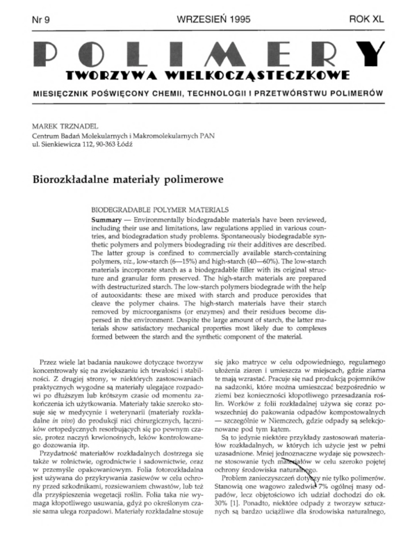 (PDF) Biodegradable polymer materials