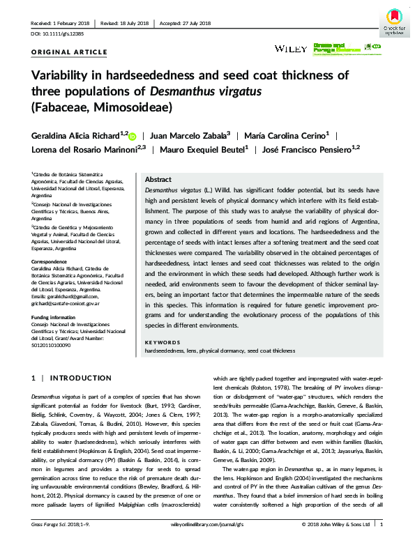(PDF) Variability in hardseededness and seed coat thickness of three ...