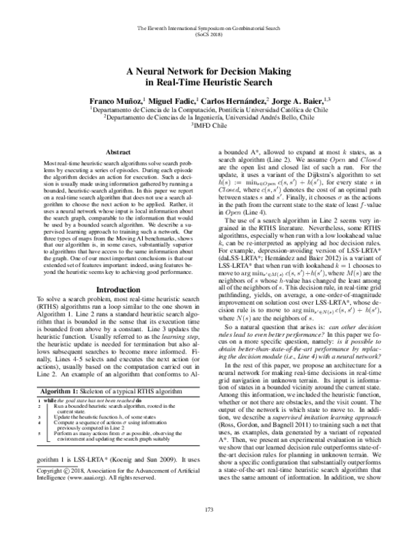 (PDF) A Neural Network for Decision Making in Real-Time Heuristic Search