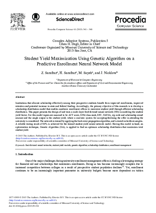 (PDF) Student Yield Maximization Using Genetic Algorithm on a ...