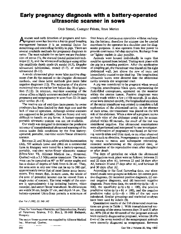 (PDF) Early pregnancy diagnosis with a battery-operated ultrasonic ...