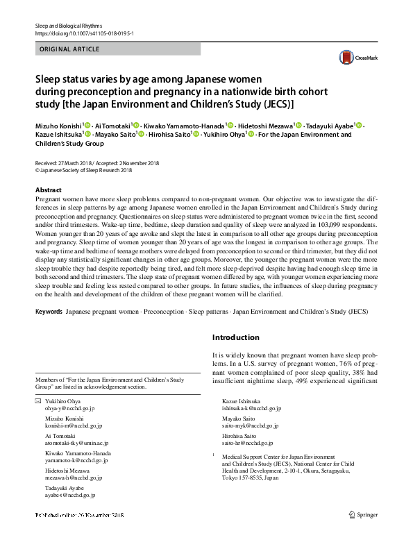 (PDF) Sleep status varies by age among Japanese women during ...