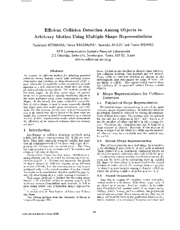 (PDF) Efficient collision detection among objects in arbitrary motion ...