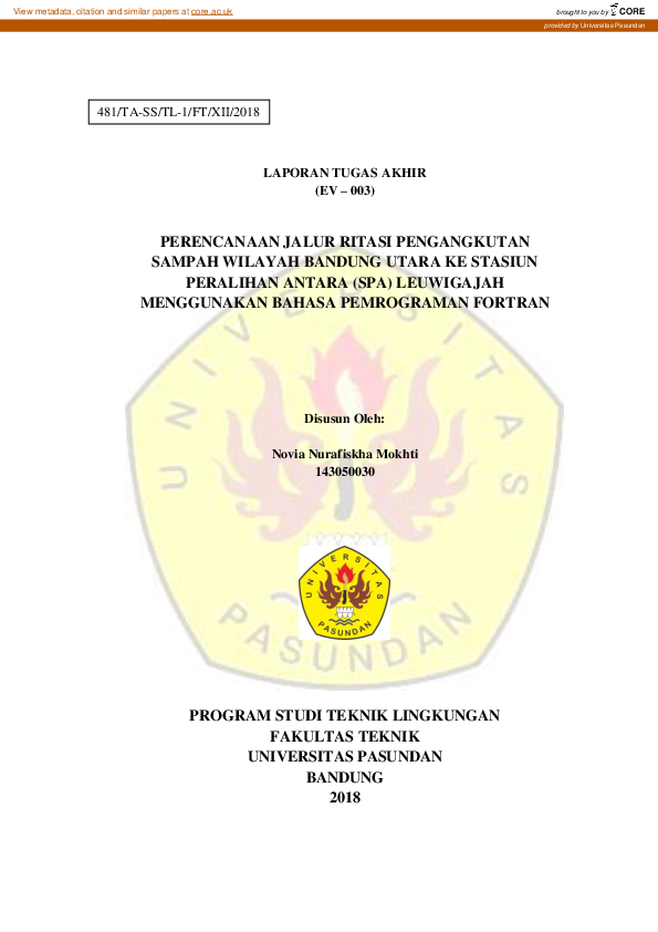 (PDF) Perencanaan Jalur Ritasi Pengangkutansampah Wilayah Bandung Utara ...