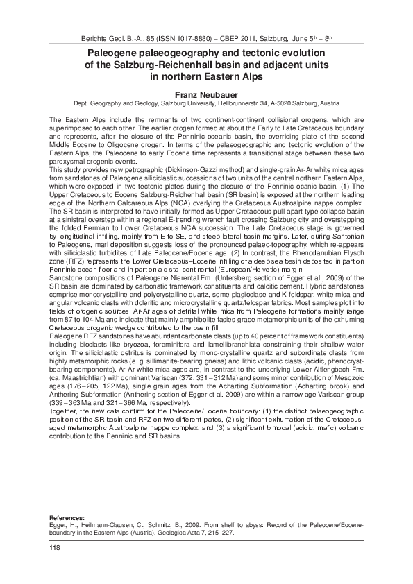 (PDF) Paleogene palaeogeography and tectonic evolution of the Salzburg ...